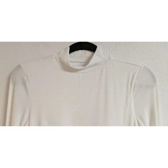 NWT~SOMA White Ribbed Mock Neck Bodysuit w/ Built-In Bra Medium $69.95 - Picture 2 of 10